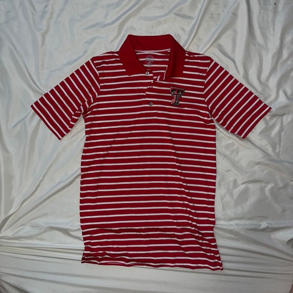 Rivalry Threads Texas Tech Red Raiders Polo Shirt Mens Small S Red White Stripe - Picture 2 of 3
